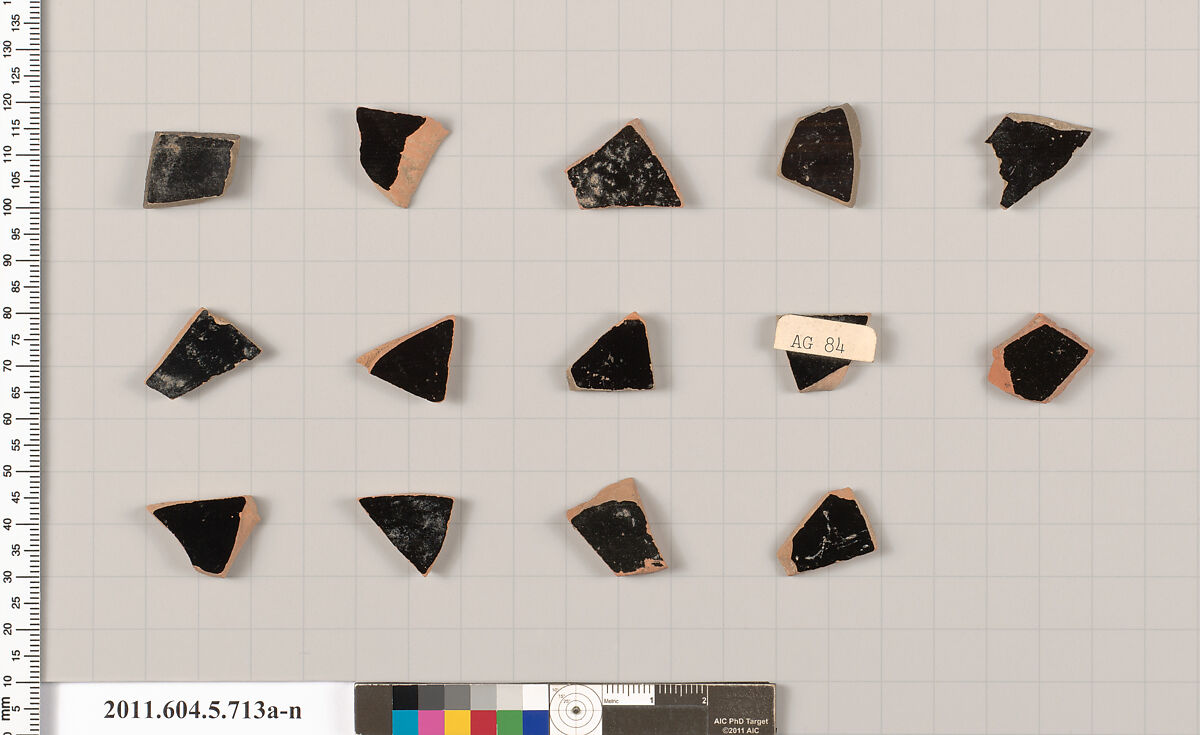 Terracotta fragments of kylikes (drinking cups), Terracotta, Greek, Attic