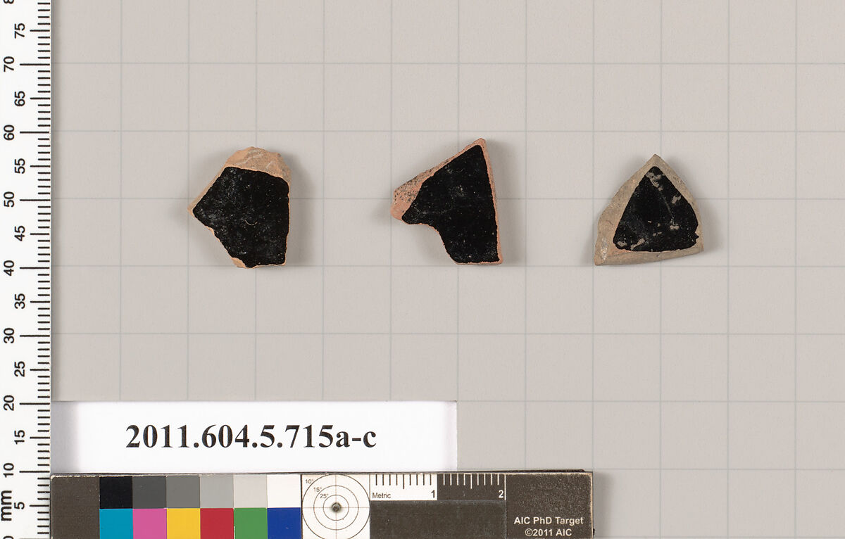 Terracotta fragments of kylikes (drinking cups), Terracotta, Greek, Attic