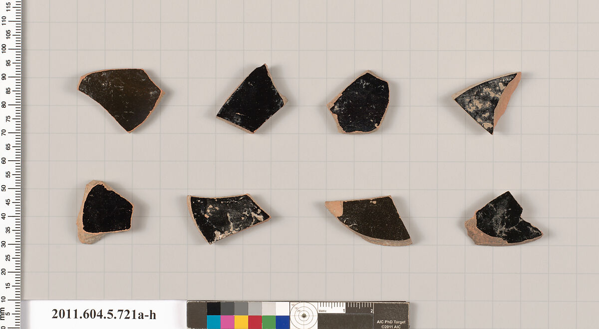 Terracotta fragments of kylikes (drinking cups), Terracotta, Greek, Attic