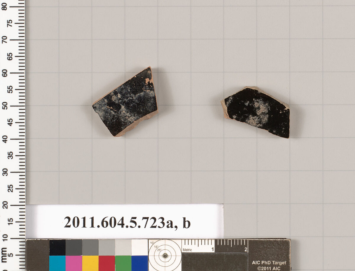 Terracotta fragments of kylikes (drinking cups), Terracotta, Greek, Attic