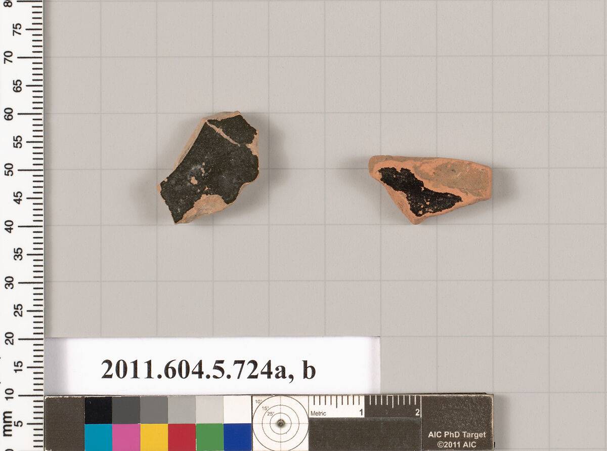 Terracotta fragments of kylikes (drinking cups), Terracotta, Greek, Attic 
