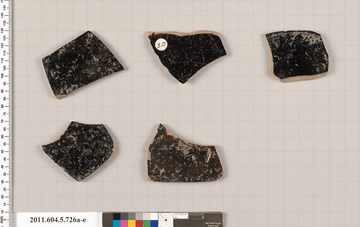 Terracotta fragments of kylikes (drinking cups), Terracotta, Greek, Attic