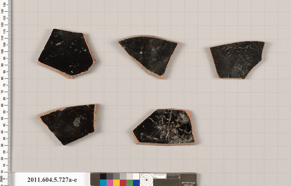 Terracotta fragments of kylikes (drinking cups), Terracotta, Greek, Attic