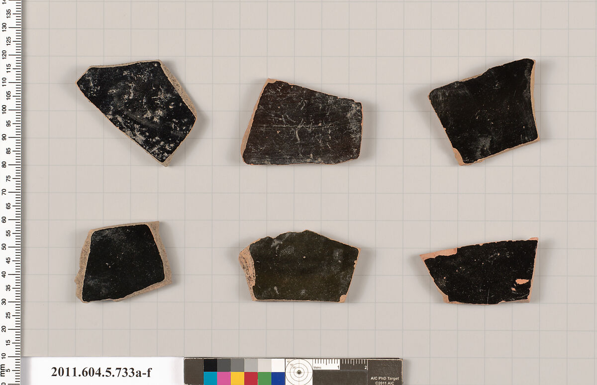 Terracotta fragments of kylikes (drinking cups), Terracotta, Greek, Attic
