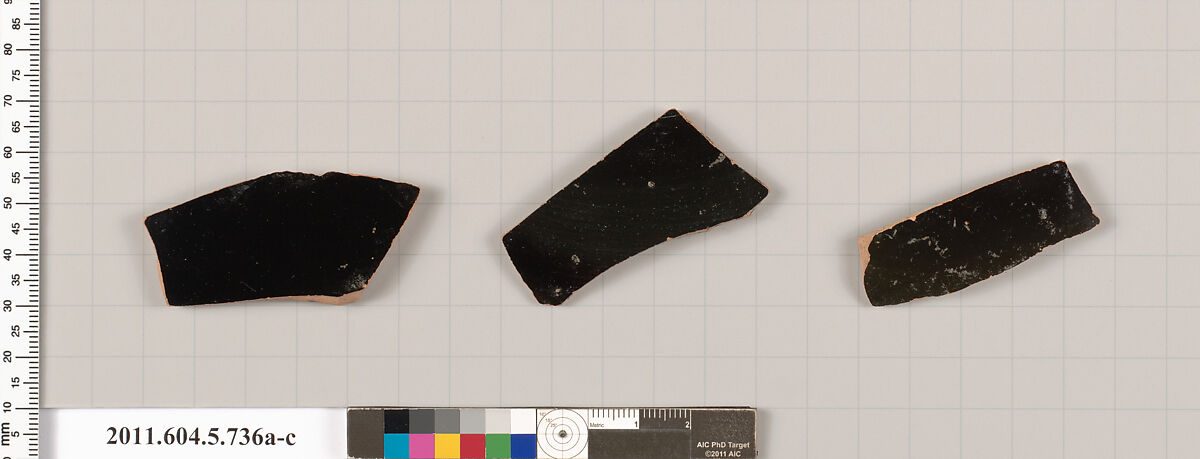 Terracotta fragments of kylikes (drinking cups), Terracotta, Greek, Attic
