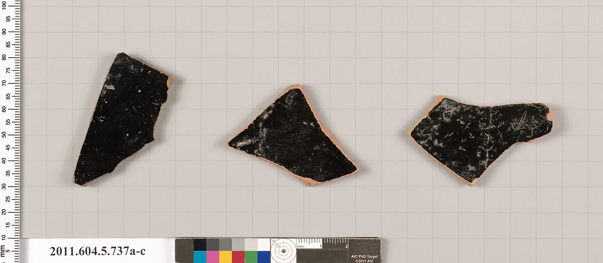 Terracotta fragments of kylikes (drinking cups), Terracotta, Greek, Attic
