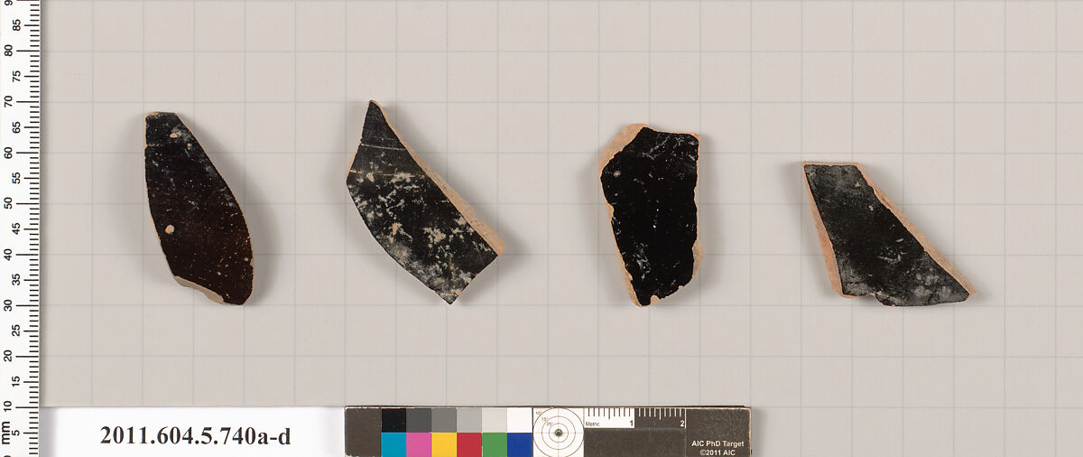 Terracotta fragments of kylikes (drinking cups), Terracotta, Greek, Attic