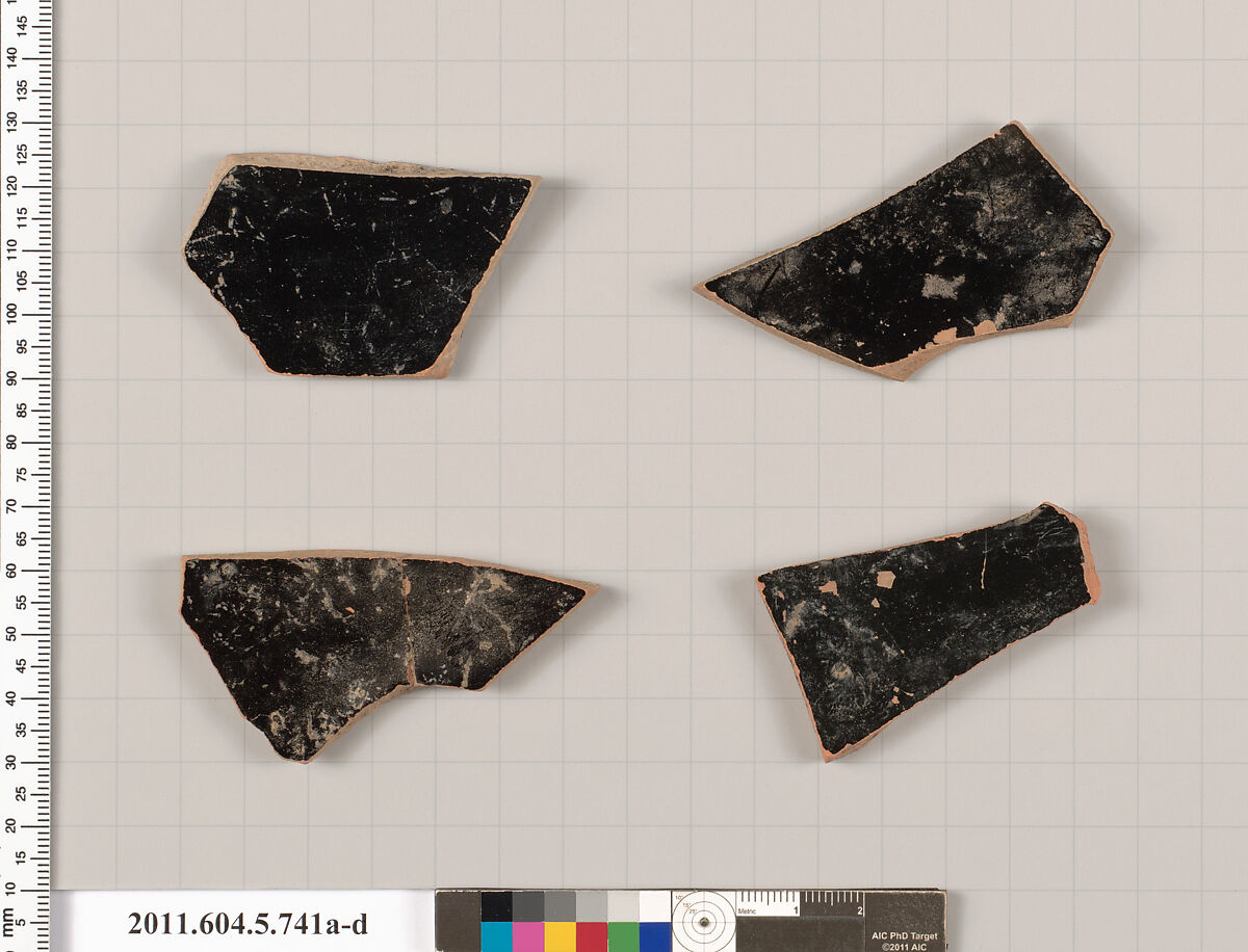 Terracotta fragments of kylikes (drinking cups), Terracotta, Greek, Attic