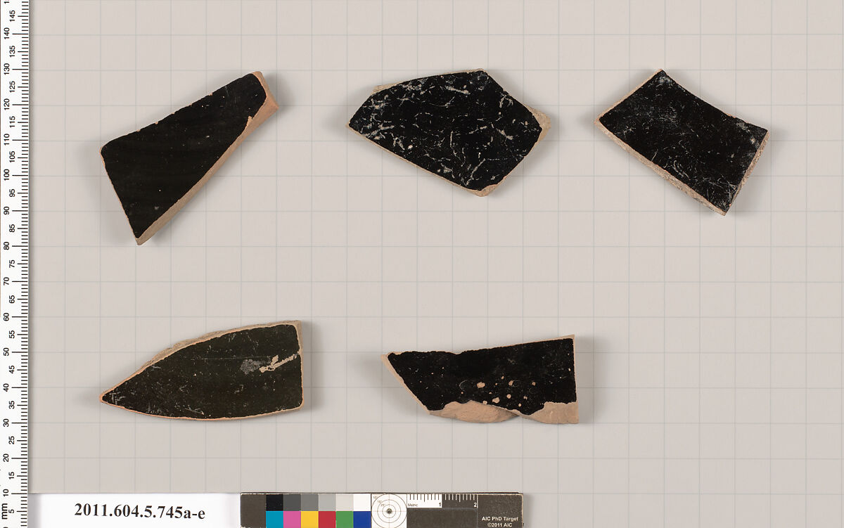 Terracotta fragments of kylikes (drinking cups), Terracotta, Greek, Attic