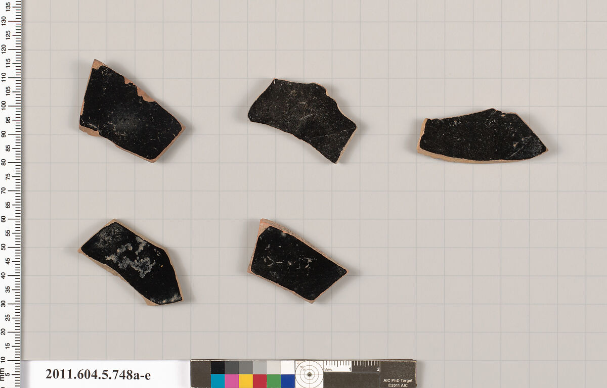 Terracotta fragments of kylikes (drinking cups), Terracotta, Greek, Attic