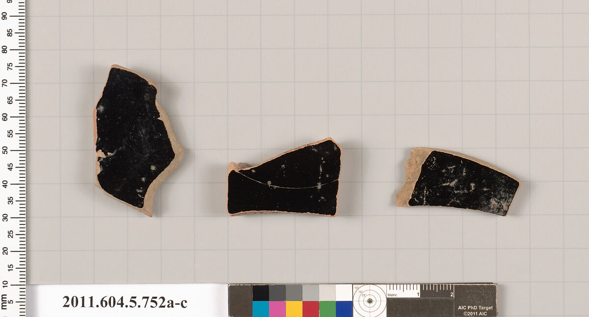Terracotta fragments of kylikes (drinking cups), Terracotta, Greek, Attic