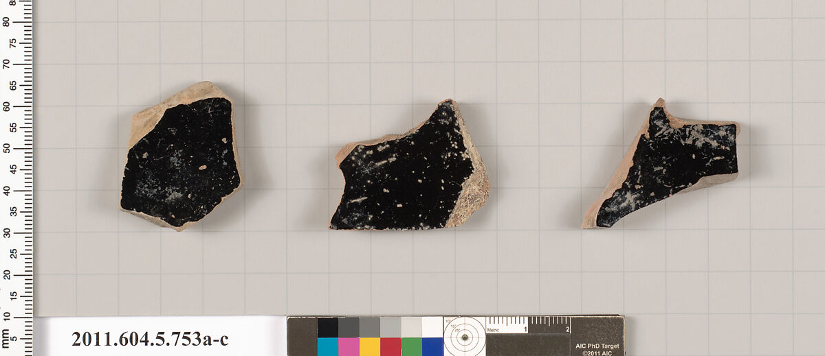 Terracotta fragments of kylikes (drinking cups), Terracotta, Greek, Attic