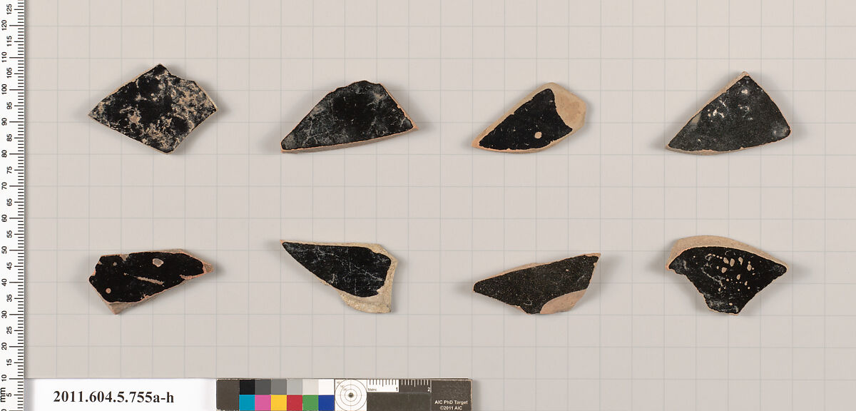 Terracotta fragments of kylikes (drinking cups), Terracotta, Greek, Attic