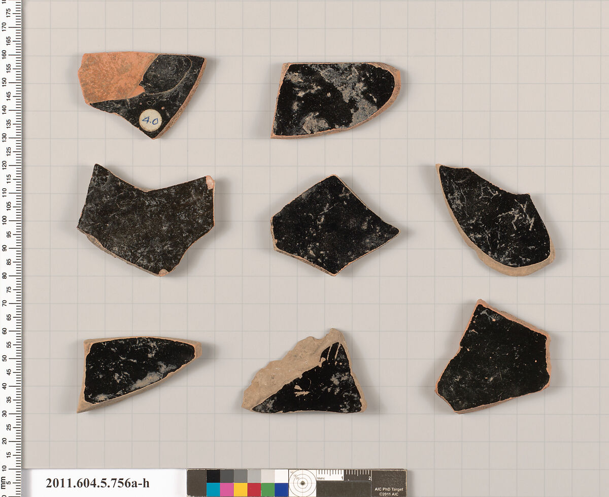 Terracotta fragments of kylikes (drinking cups), Terracotta, Greek, Attic
