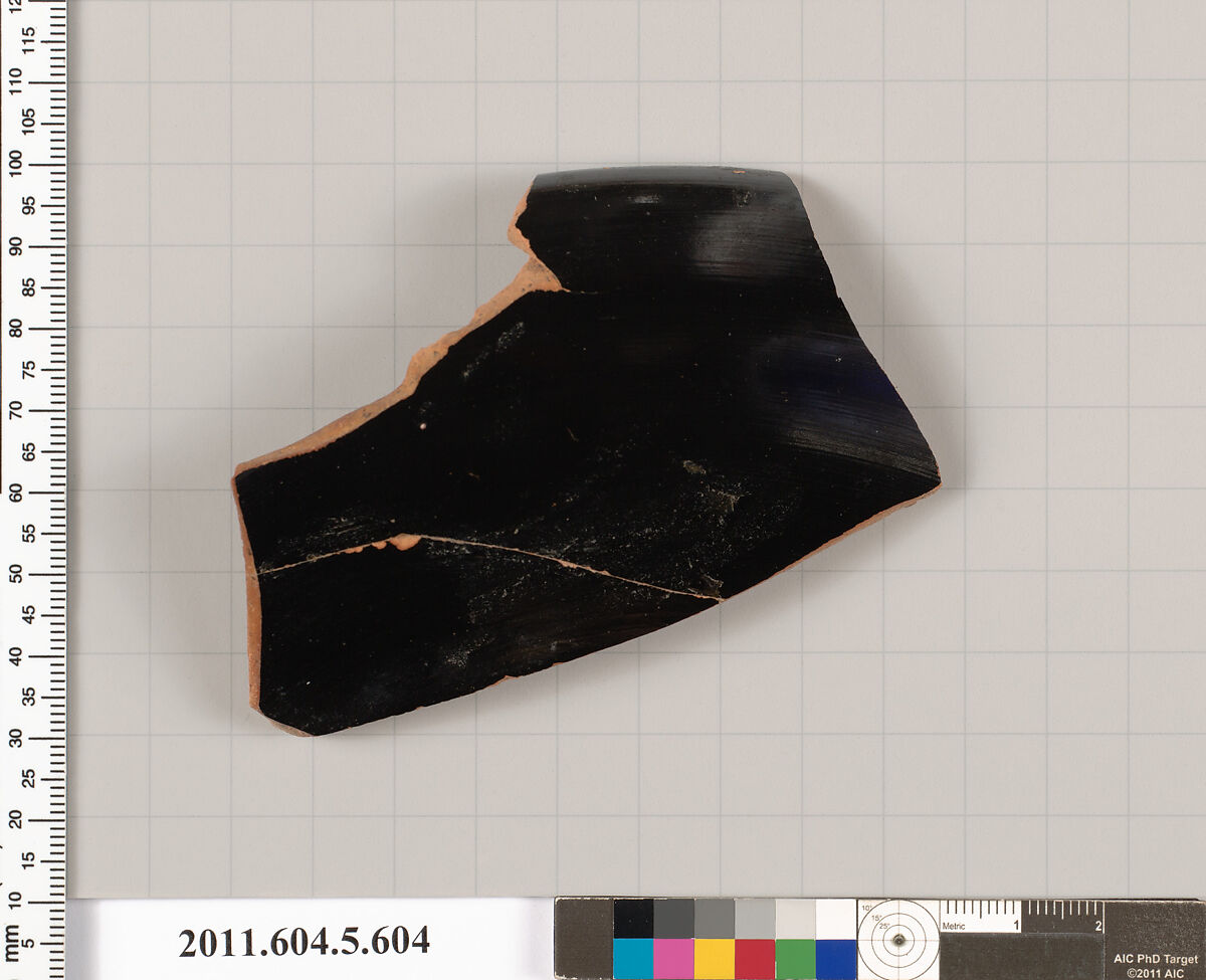 Terracotta rim fragment of a kylix (drinking cup), Terracotta, Greek, Attic