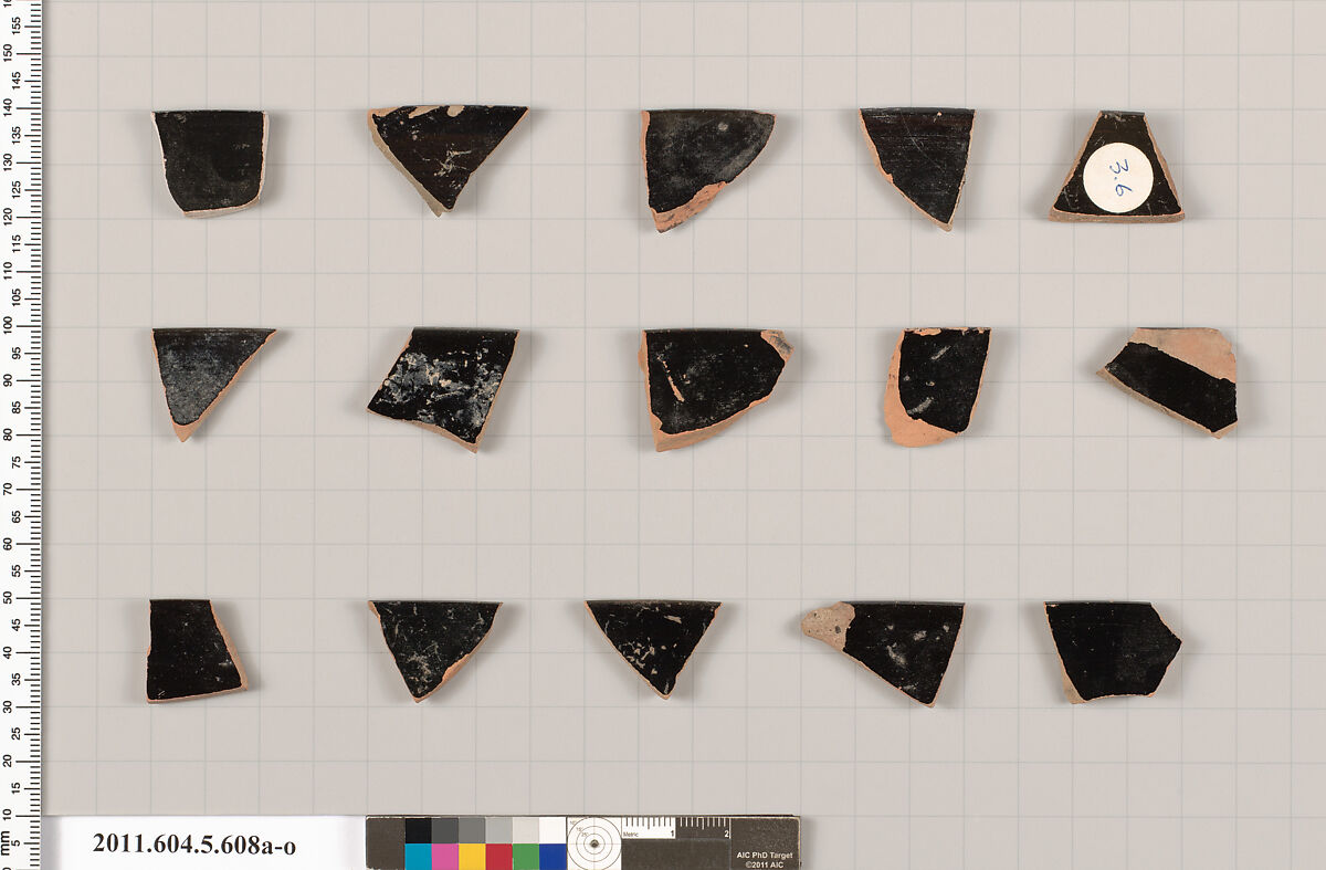 Terracotta rim fragments of kylikes (drinking cups), Terracotta, Greek, Attic