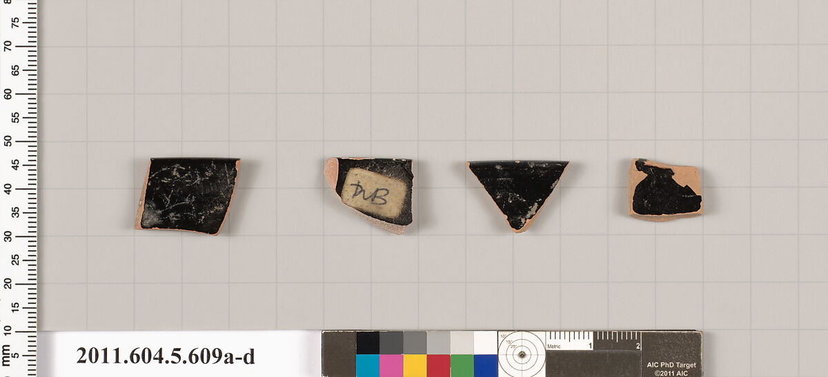 Terracotta rim fragments of kylikes (drinking cups), Terracotta, Greek, Attic