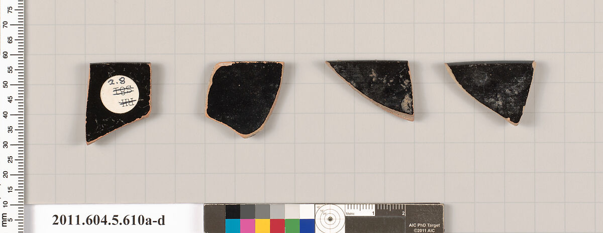 Terracotta rim fragments of kylikes (drinking cups), Terracotta, Greek, Attic