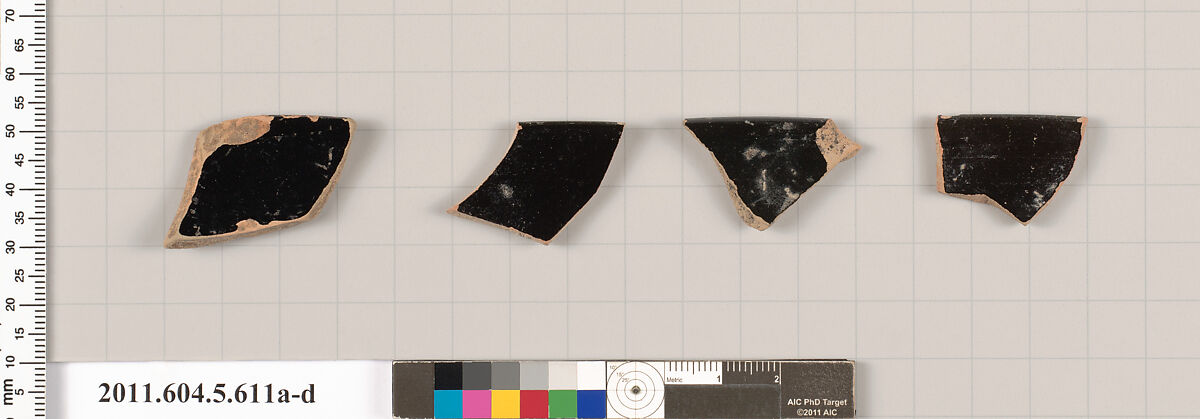 Terracotta rim fragments of kylikes (drinking cups), Terracotta, Greek, Attic