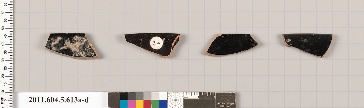 Terracotta rim fragments of kylikes (drinking cups), Terracotta, Greek, Attic