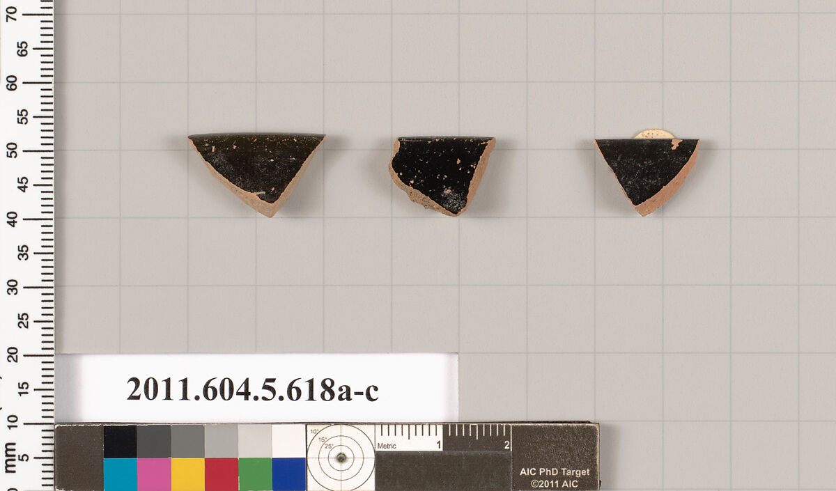 Terracotta rim fragments of kylikes (drinking cups), Terracotta, Greek, Attic