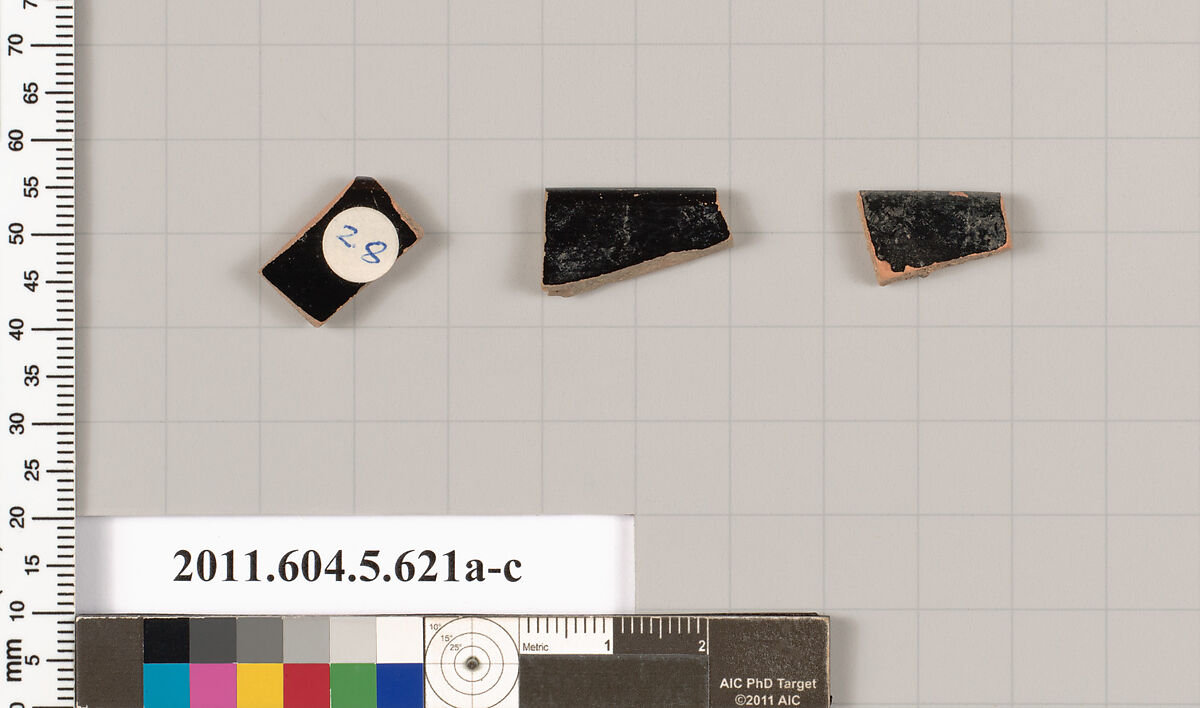 Terracotta rim fragments of kylikes (drinking cups), Terracotta, Greek, Attic