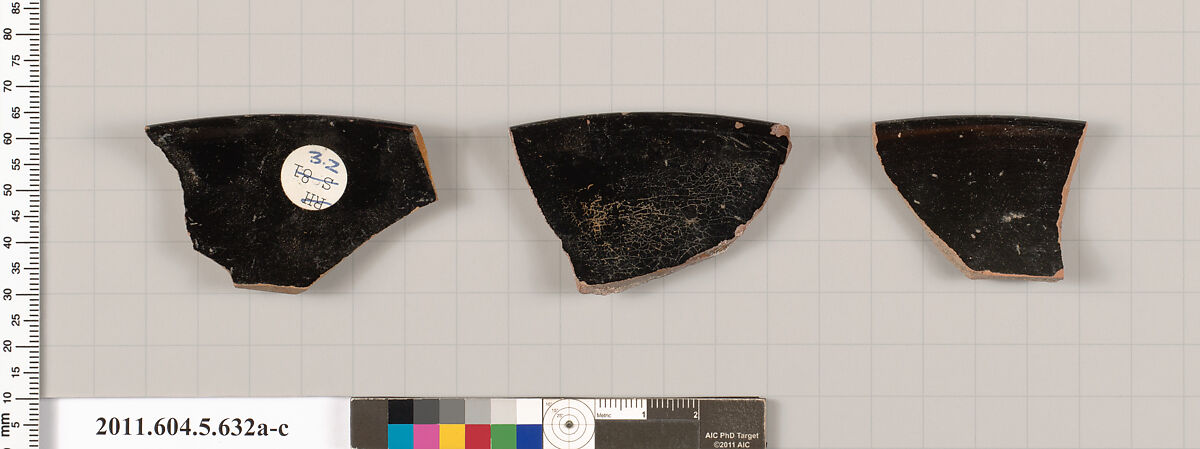 Terracotta rim fragments of kylikes (drinking cups), Terracotta, Greek, Attic