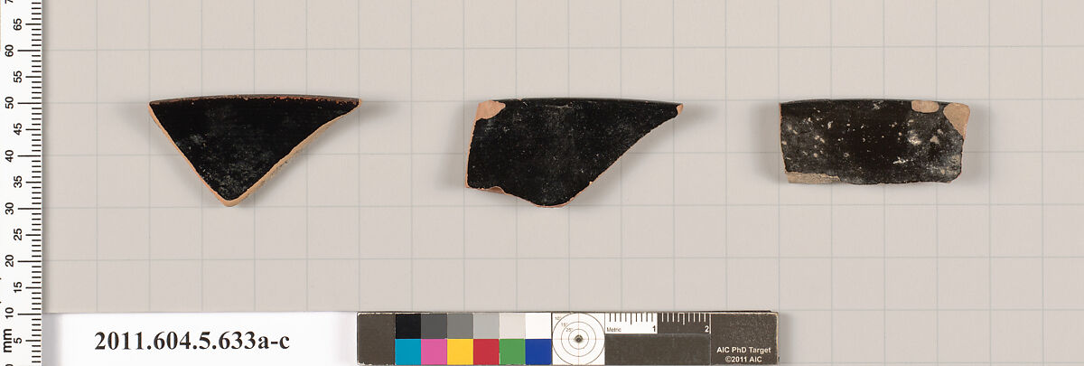 Terracotta rim fragments of kylikes (drinking cups), Terracotta, Greek, Attic