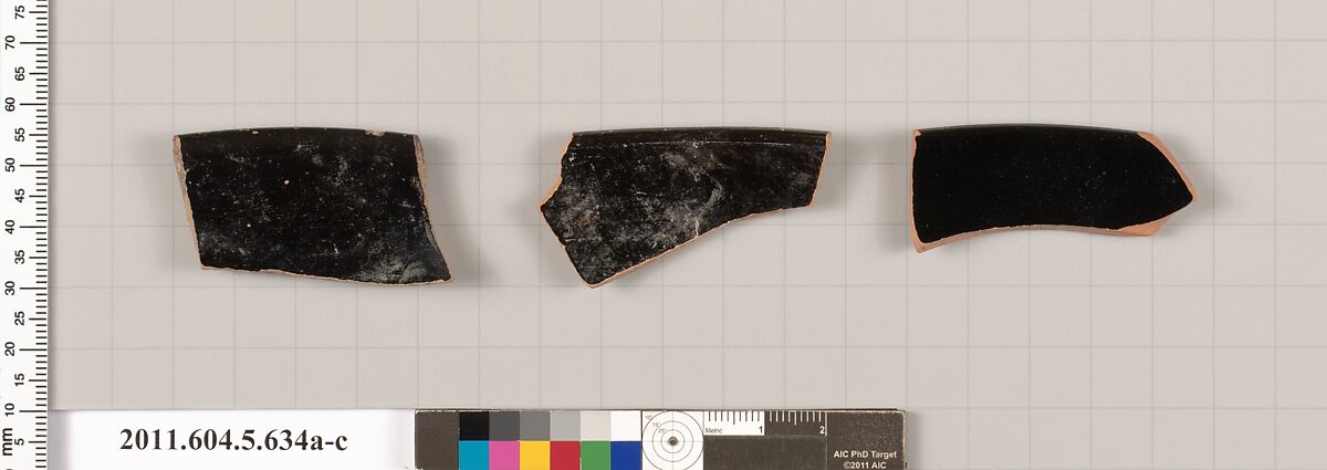 Terracotta rim fragments of kylikes (drinking cups), Terracotta, Greek, Attic