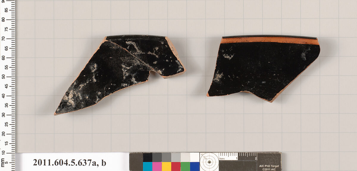 Terracotta rim fragments of kylikes (drinking cups), Terracotta, Greek, Attic