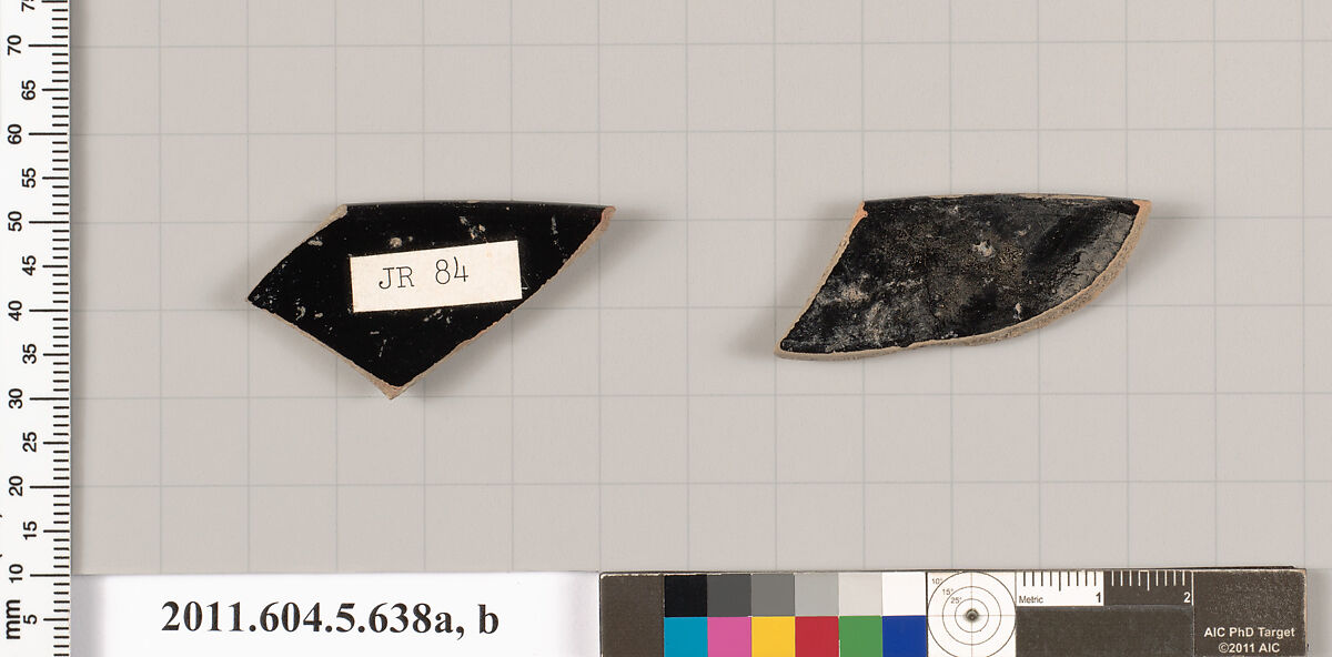 Terracotta rim fragments of kylikes (drinking cups), Terracotta, Greek, Attic