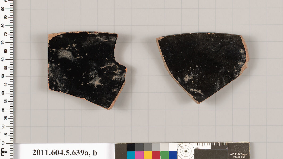 Terracotta rim fragments of kylikes (drinking cups), Terracotta, Greek, Attic