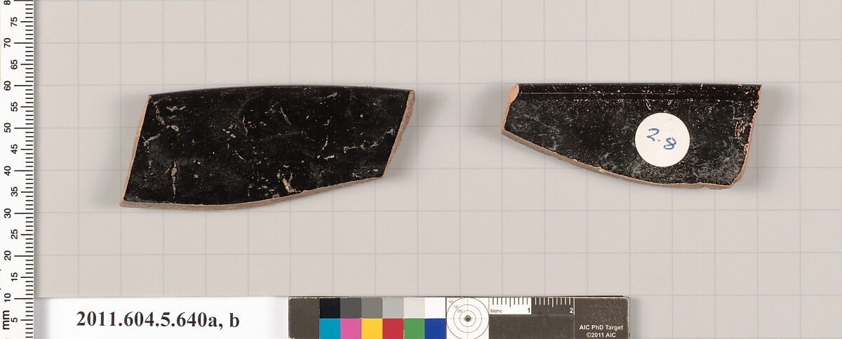 Terracotta rim fragments of kylikes (drinking cups), Terracotta, Greek, Attic
