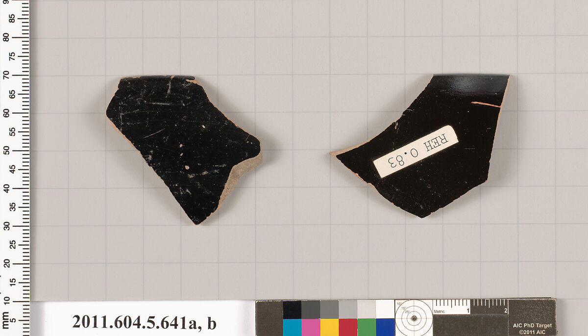 Terracotta rim fragments of kylikes (drinking cups), Terracotta, Greek, Attic 