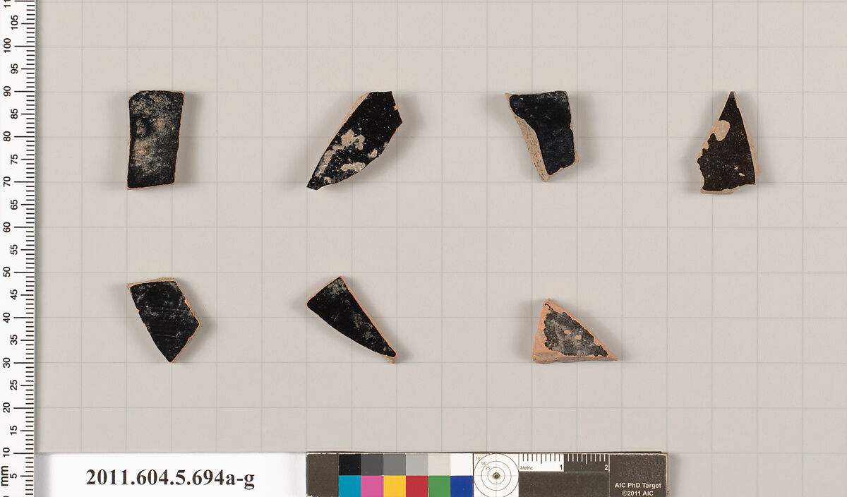 Terracotta fragments of kylikes (drinking cups), Terracotta, Greek, Attic