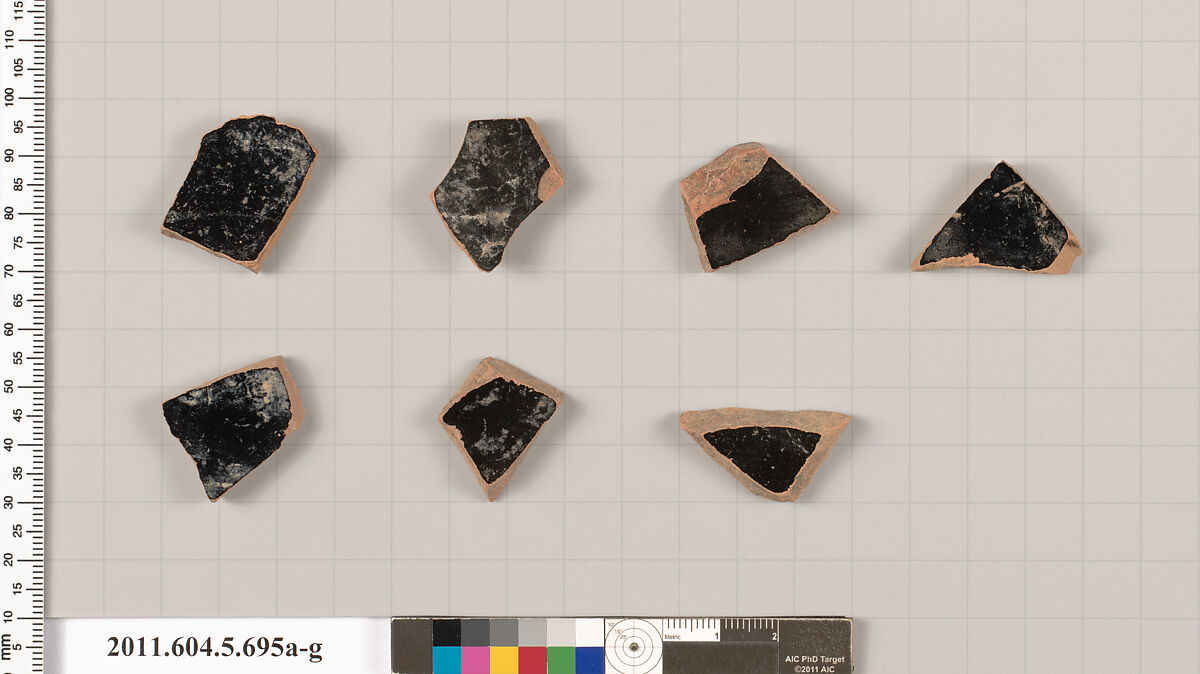 Terracotta fragments of kylikes (drinking cups), Terracotta, Greek, Attic