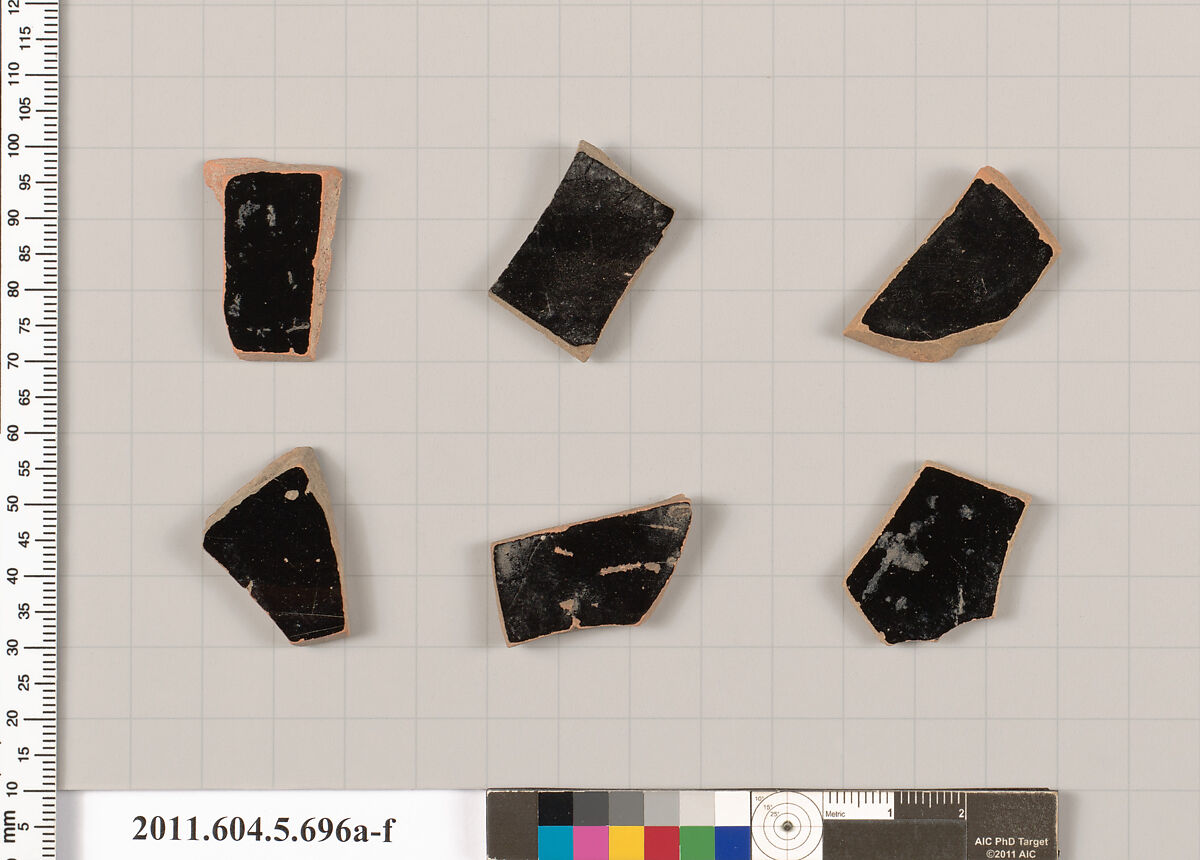 Terracotta fragments of kylikes (drinking cups), Terracotta, Greek, Attic