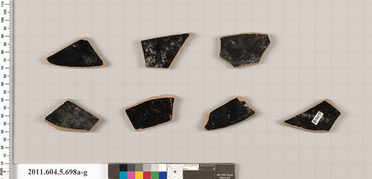 Terracotta fragments of kylikes (drinking cups), Terracotta, Greek, Attic