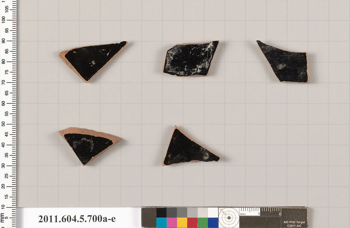 Terracotta fragments of kylikes (drinking cups), Terracotta, Greek, Attic
