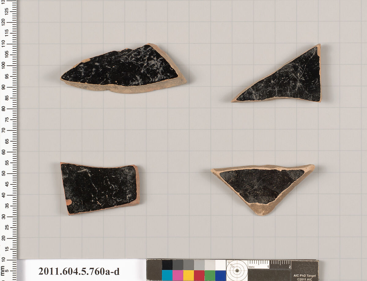 Terracotta fragments of kylikes (drinking cups), Terracotta, Greek, Attic