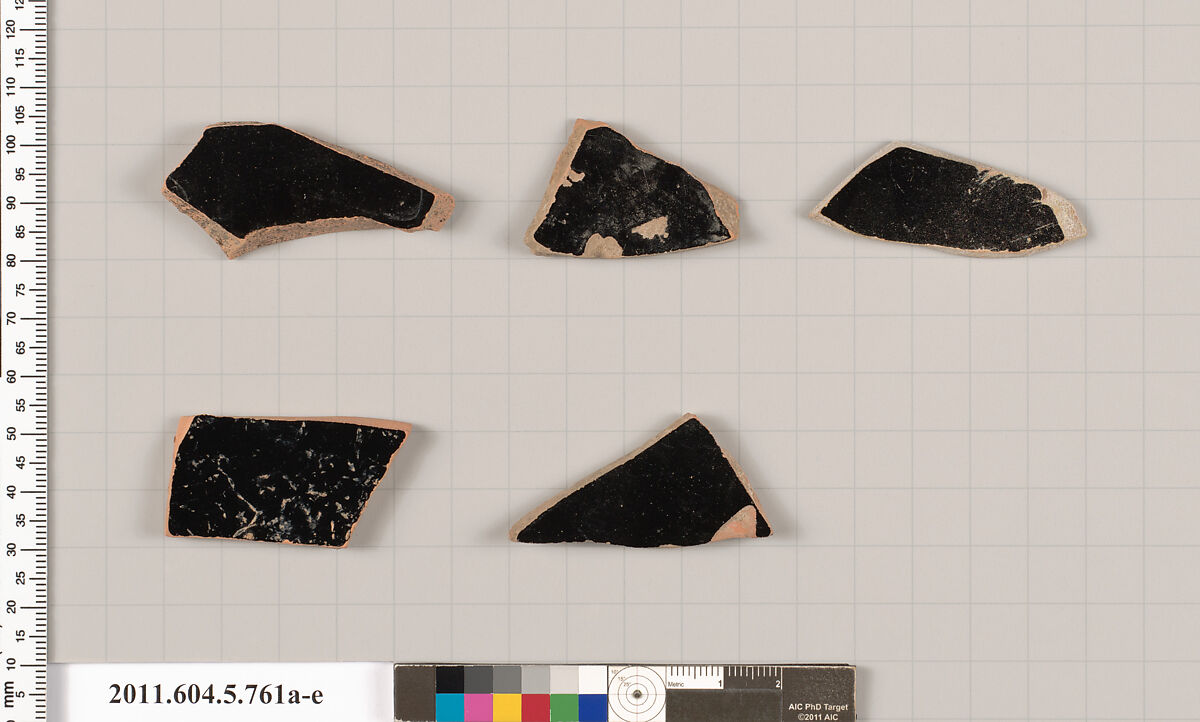Terracotta fragments of kylikes (drinking cups), Terracotta, Greek, Attic