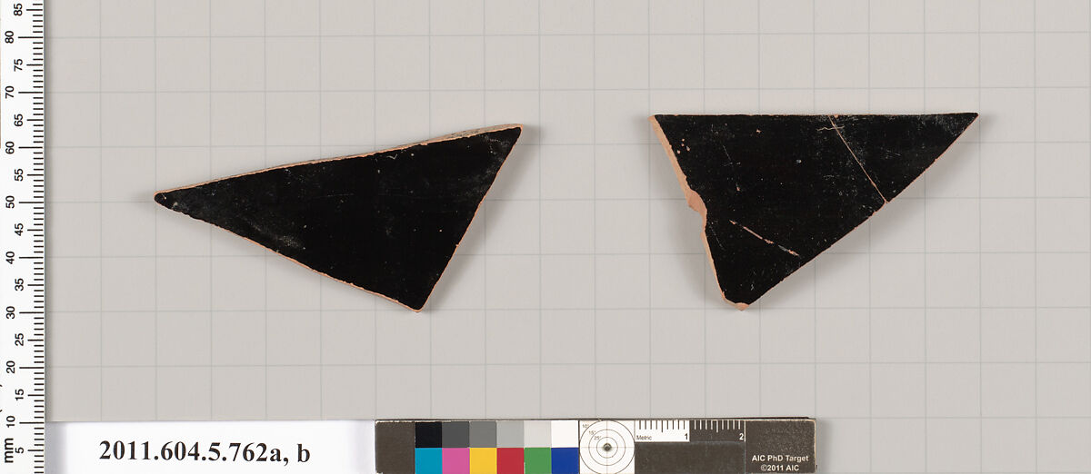 Terracotta fragments of kylikes (drinking cups), Terracotta, Greek, Attic