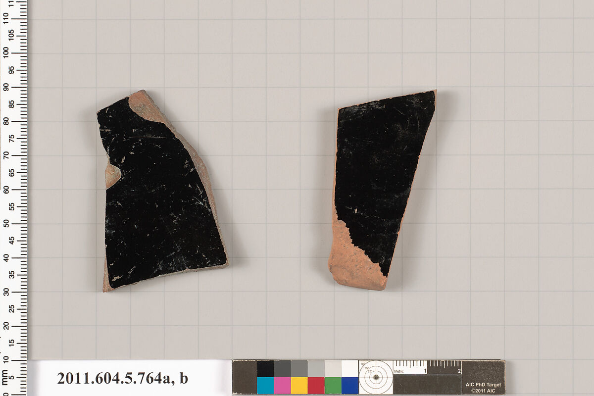 Terracotta fragments of kylikes (drinking cups), Terracotta, Greek, Attic