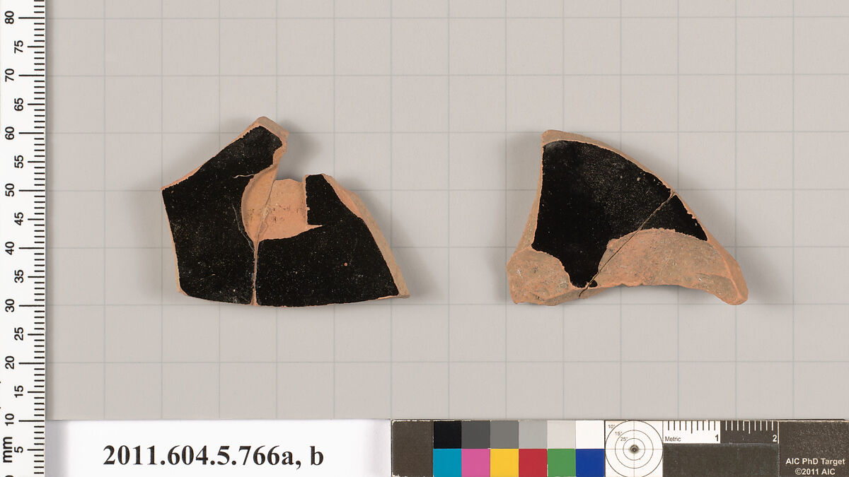 Terracotta fragments of kylikes (drinking cups), Terracotta, Greek, Attic