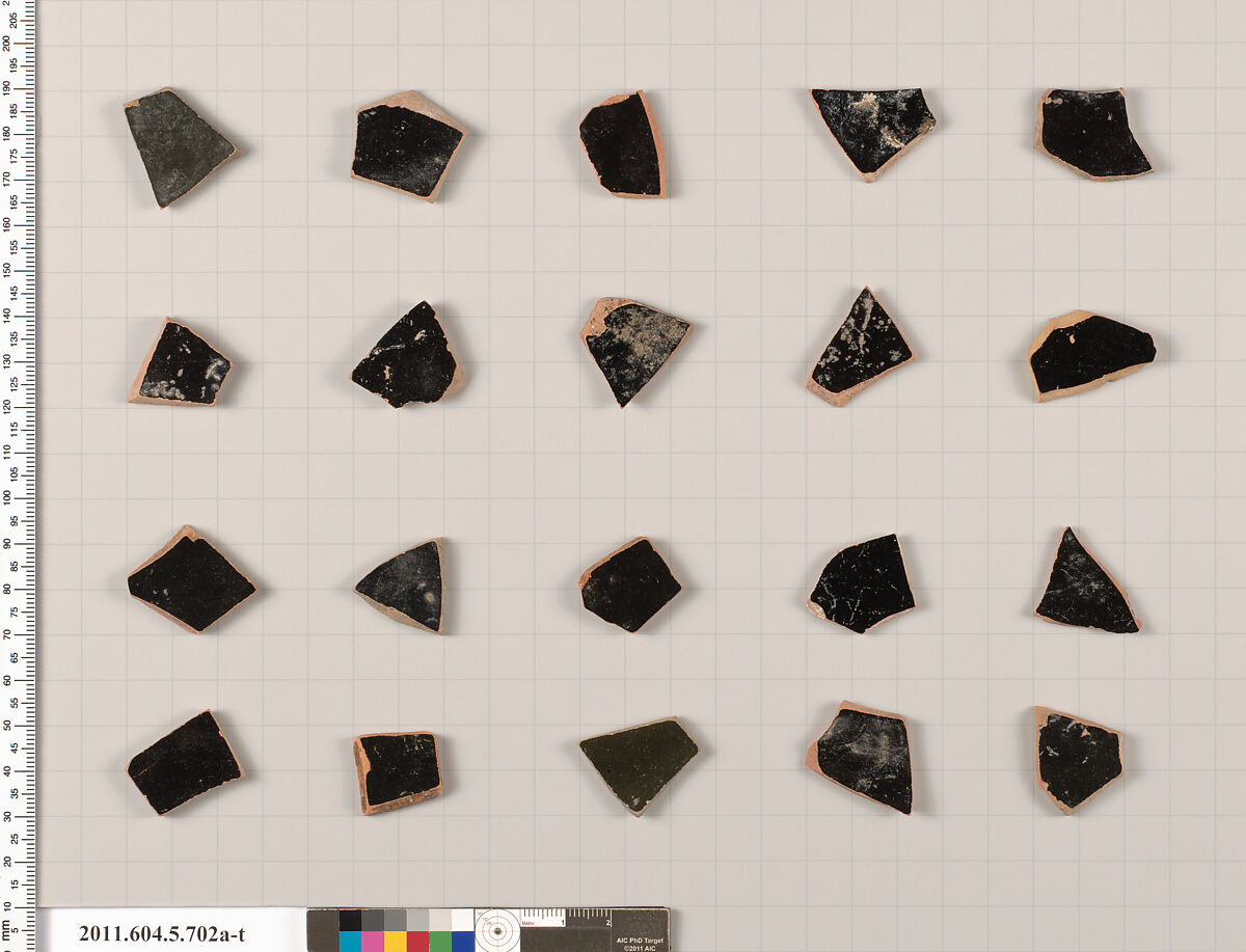 Terracotta fragments of kylikes (drinking cups), Terracotta, Greek, Attic