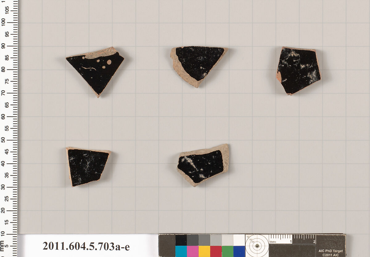 Terracotta fragments of kylikes (drinking cups), Terracotta, Greek, Attic
