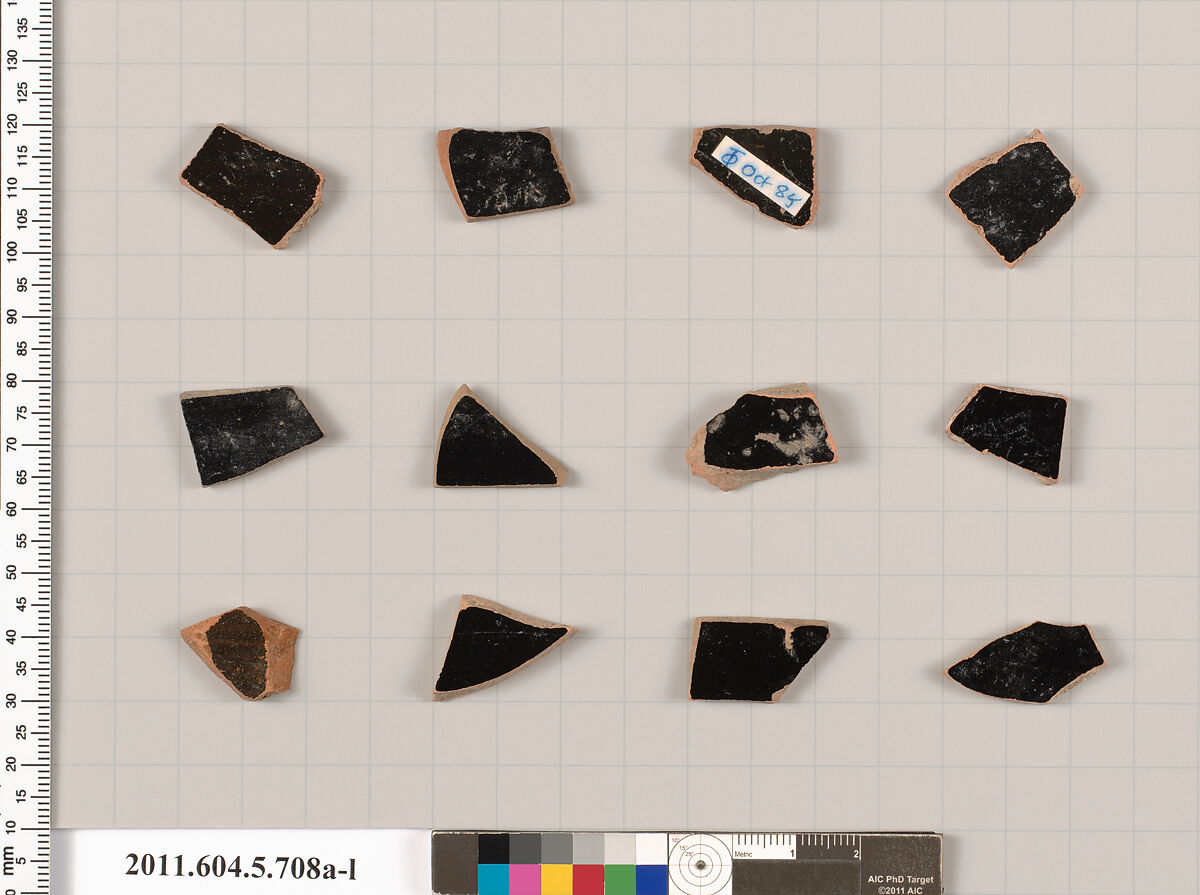 Terracotta fragments of kylikes (drinking cups), Terracotta, Greek, Attic