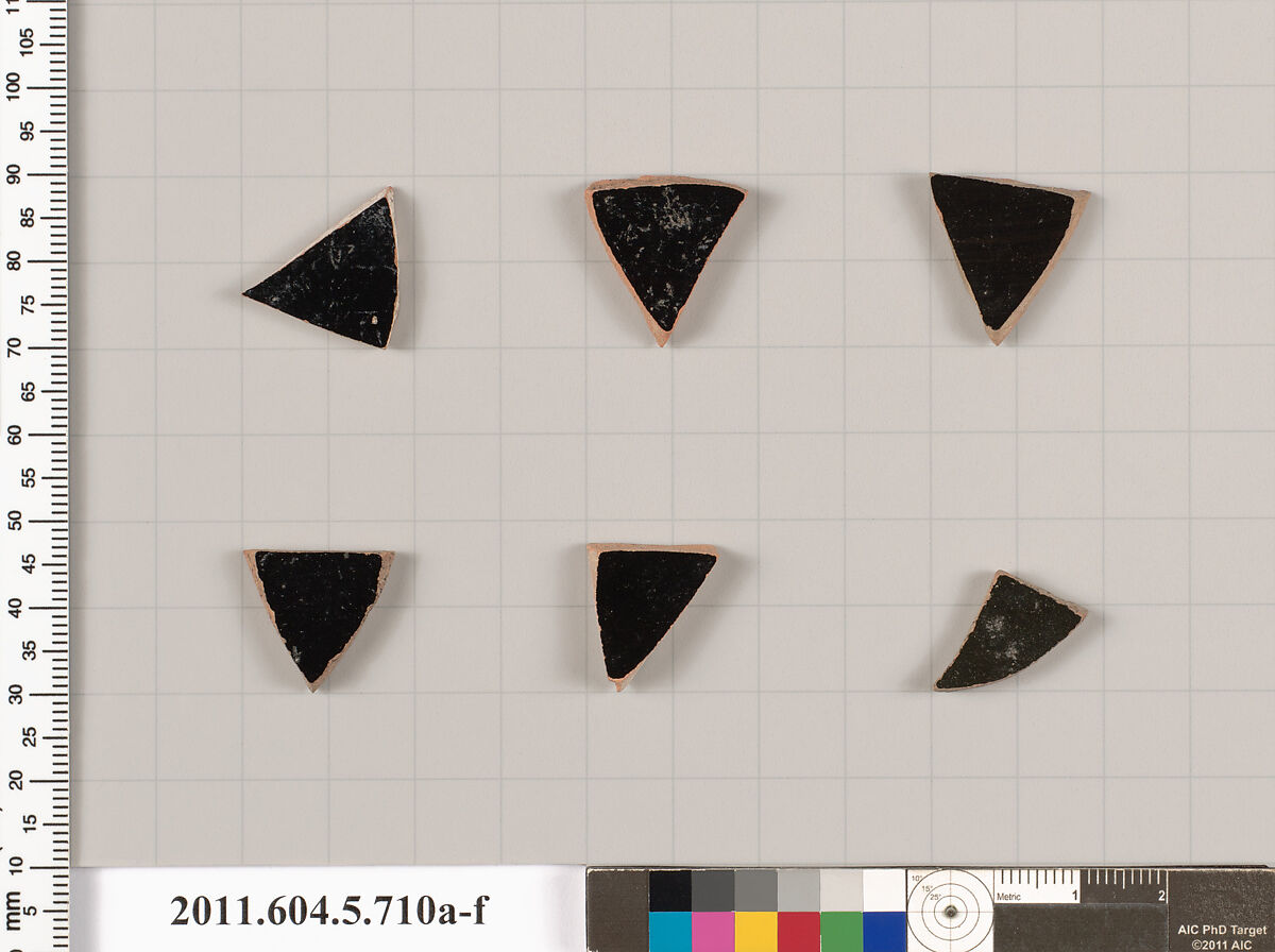 Terracotta fragments of kylikes (drinking cups), Terracotta, Greek, Attic