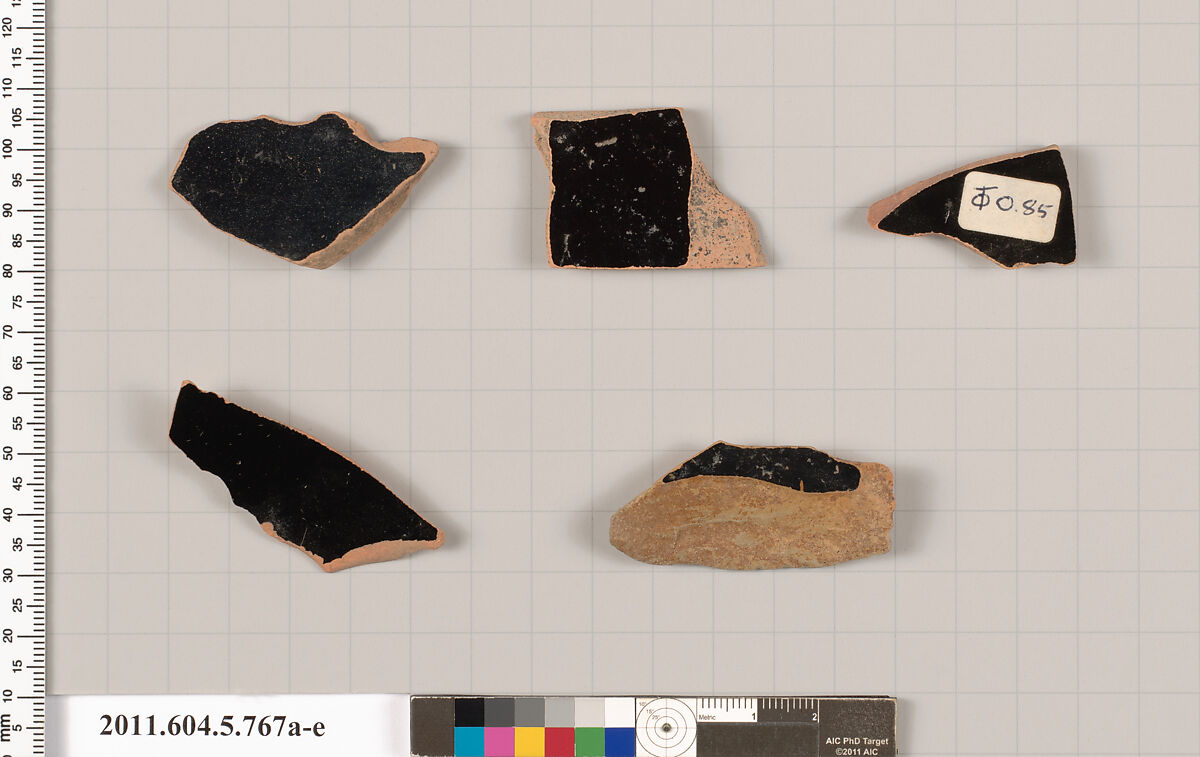 Terracotta fragments of kylikes (drinking cups), Terracotta, Greek, Attic
