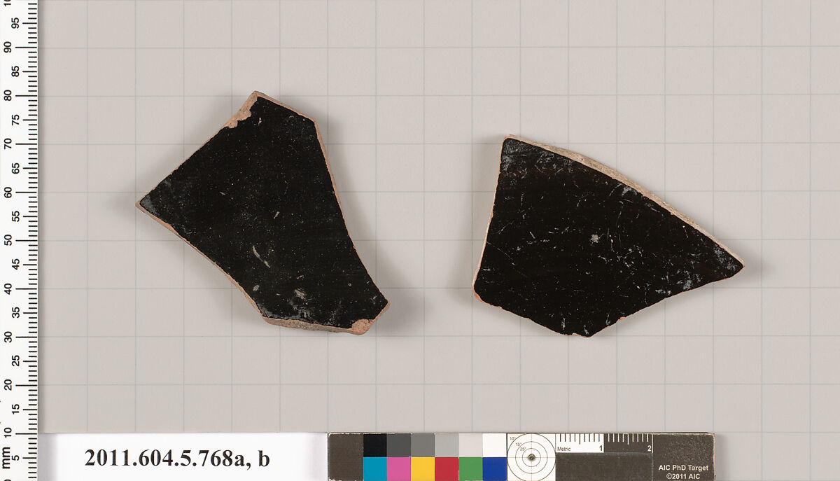Terracotta fragments of kylikes (drinking cups), Terracotta, Greek, Attic